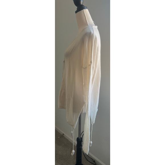 Calypso St. Barth Cashmere Tassel Pullover Ivory Long Sleeve Pocket Sweater L - Picture 3 of 10